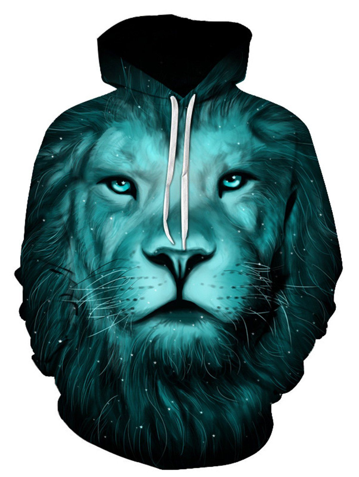 

3D Galaxy Lion Print Pullover Hoodie, Colormix