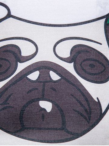 

3D Dog Print Stripe Long Sleeve T-shirt, Deep green