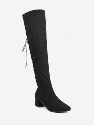 Talon chunky lien sur les bottes au genou -  