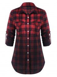 Chemise à Carreaux Ombrée avec Poches à Rabat -  