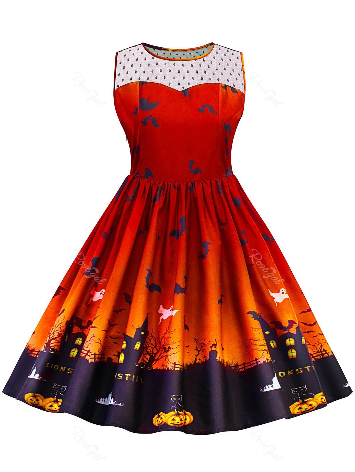 

Plus Size Halloween Lace Panel Dress, Orange