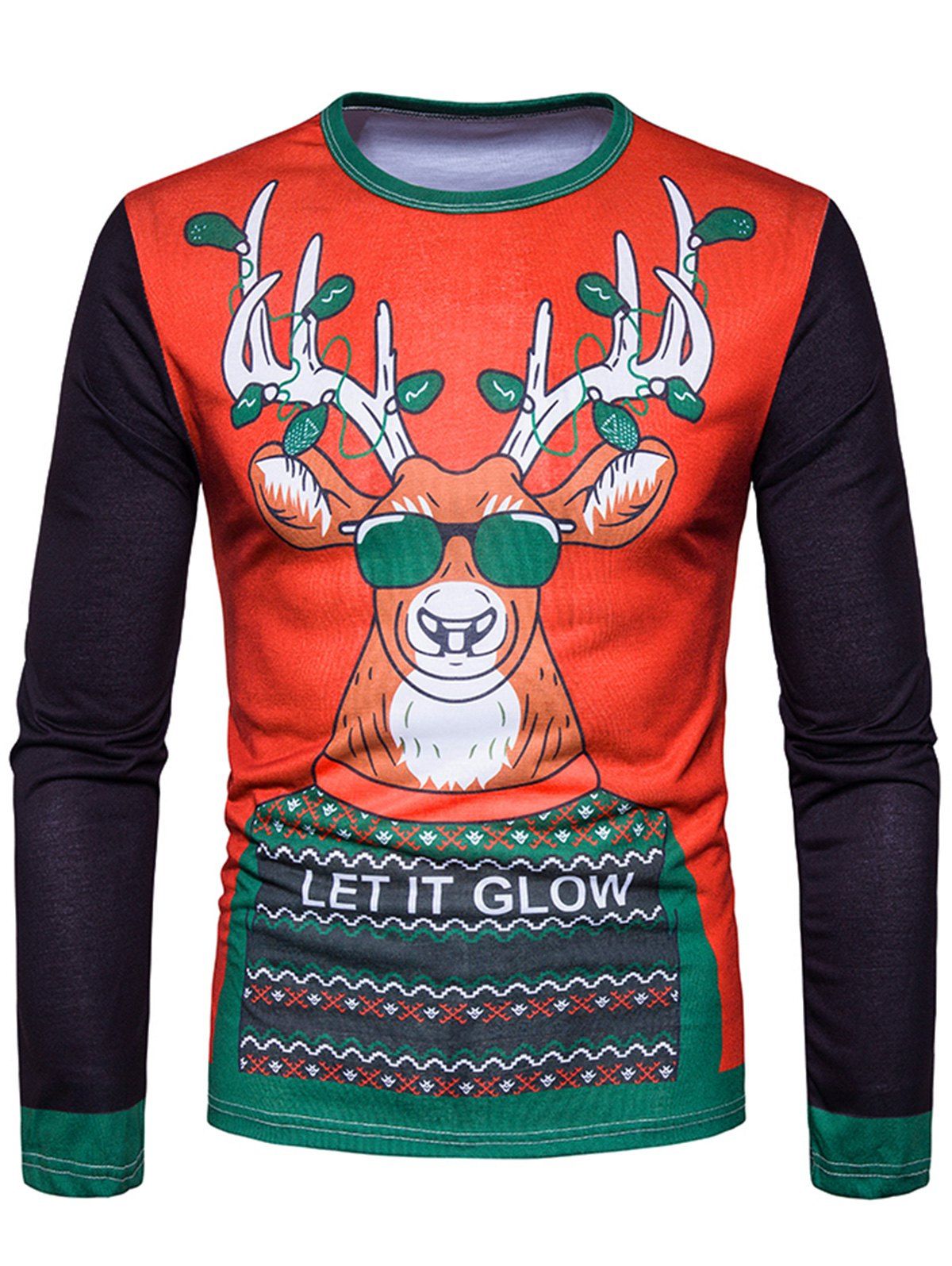 

3D Reindeer Graphic Print T-shirt, Colormix