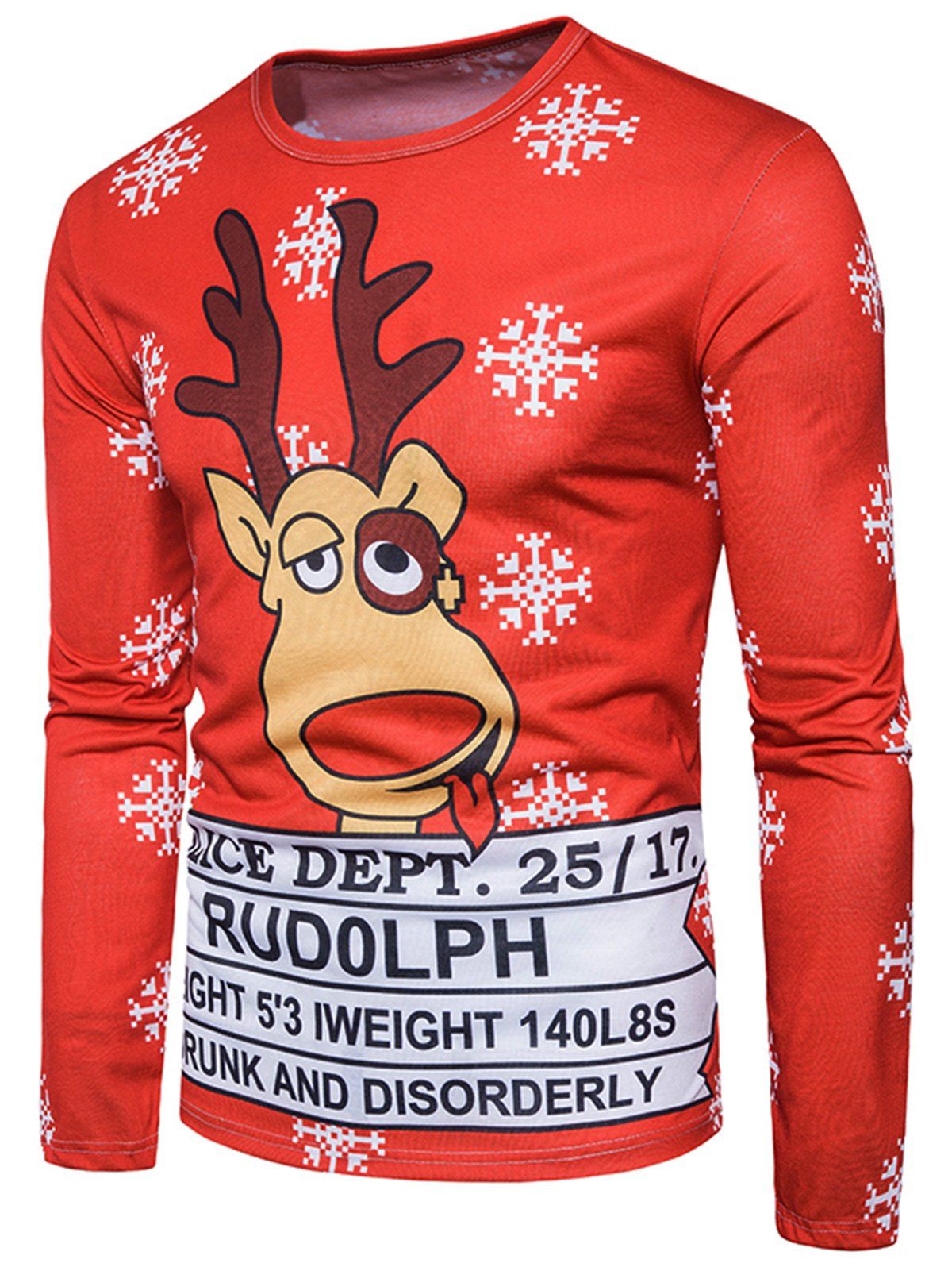 

3D Reindeer Graphic Print Christmas T-shirt, Colormix