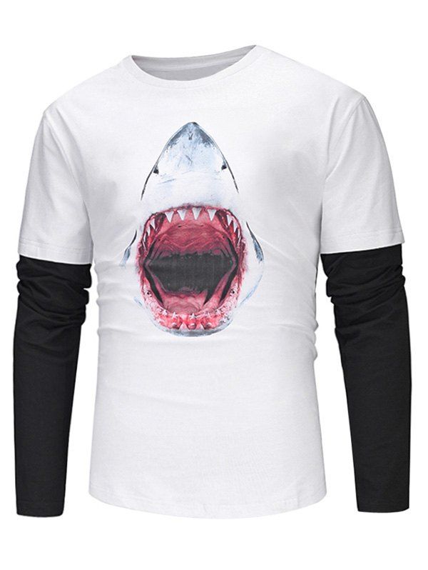 

Faux Twinset 3D Shark Print T-shirt, White