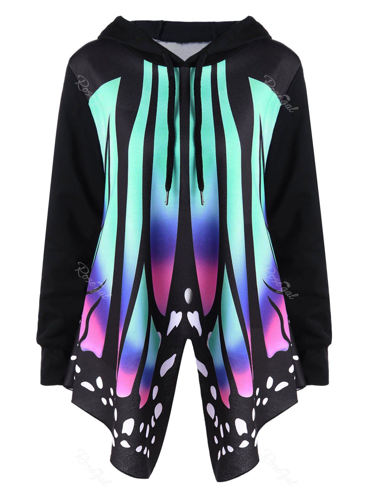 

Plus Size Graphic Butterfly Shape Hoodie, Mint