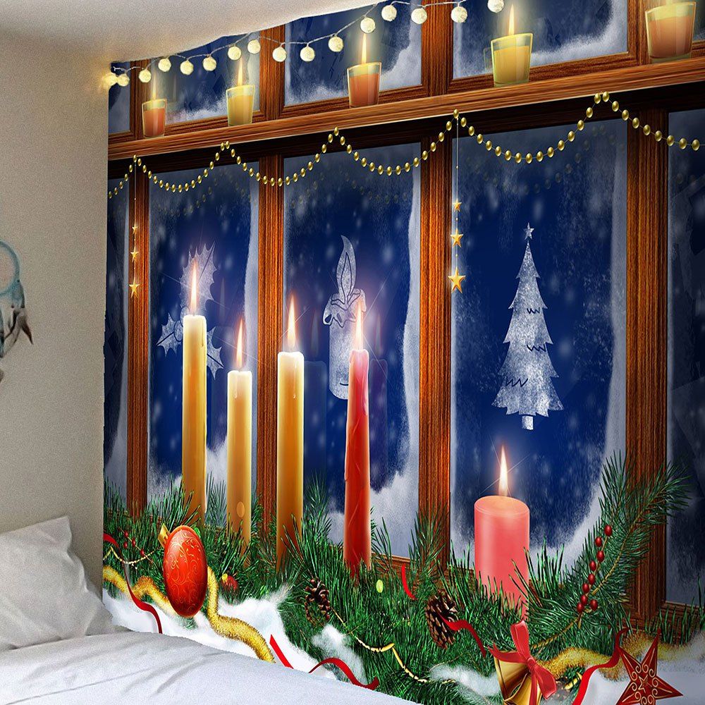 

Decorative Window Christmas Candles Pattern Tapestry, Colorful