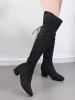 Talon chunky lien sur les bottes au genou -  