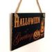 Halloween Pumpkin Pattern Door Decor Wooden Hanging Sign -  