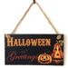 Halloween Pumpkin Pattern Door Decor Wooden Hanging Sign -  