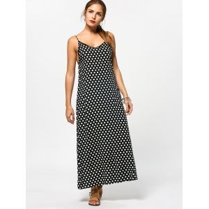 spaghetti strap polka dot maxi dress