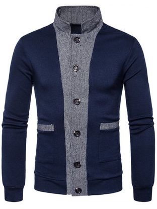 Color Block Panel Button Up Cardigan