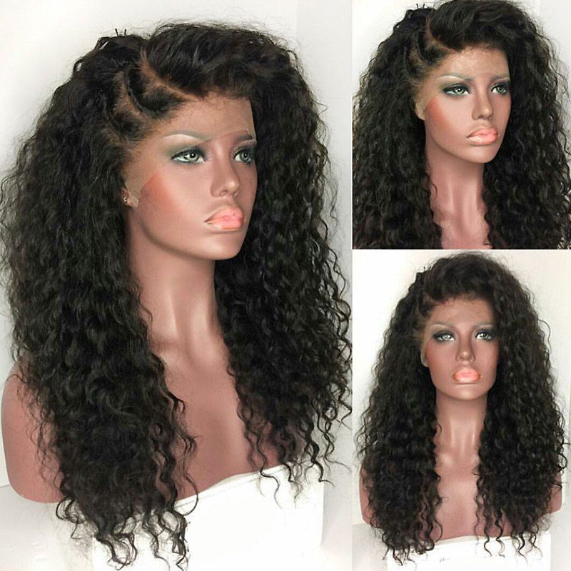 2019 long curly side part lace front synthetic wig