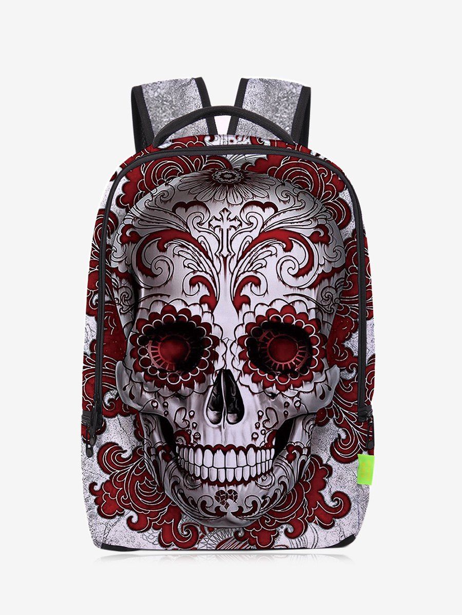 

Zips Canvas Skull Backpack, Red
