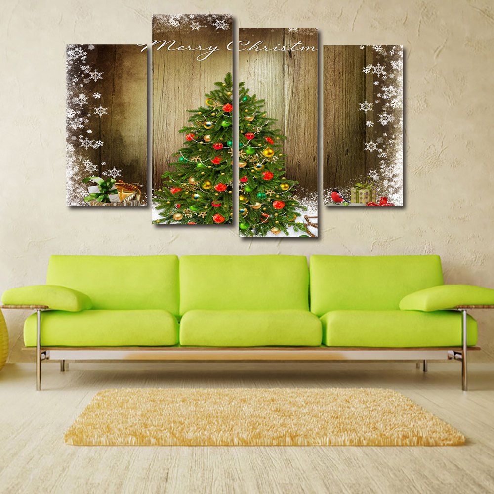 

Christmas Tree Print Unframed Split Canvas Paintings, Brown