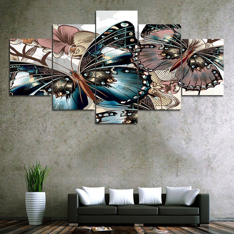 Vintage Butterfly Print Unframed Split Canvas Paintings