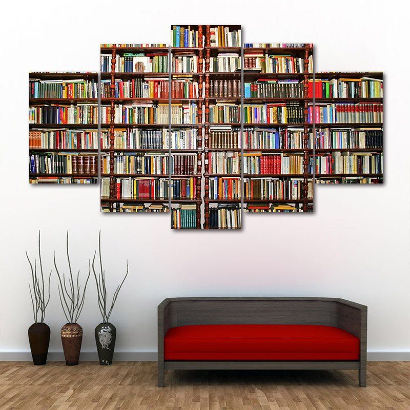 [27 OFF] Bookshelf Split Canvas Art Print Paintings Rosegal