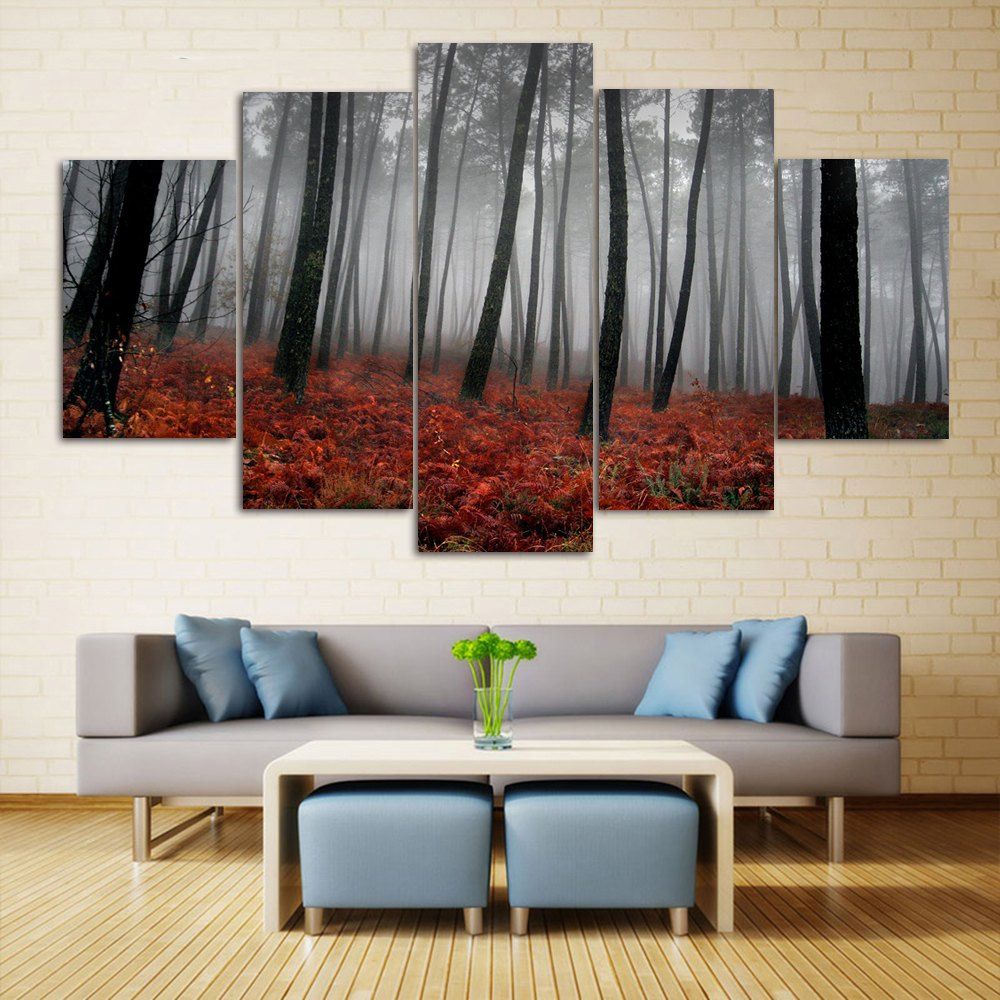 

Fog Forest Wall Art Split Canvas Print Paintings, Gray