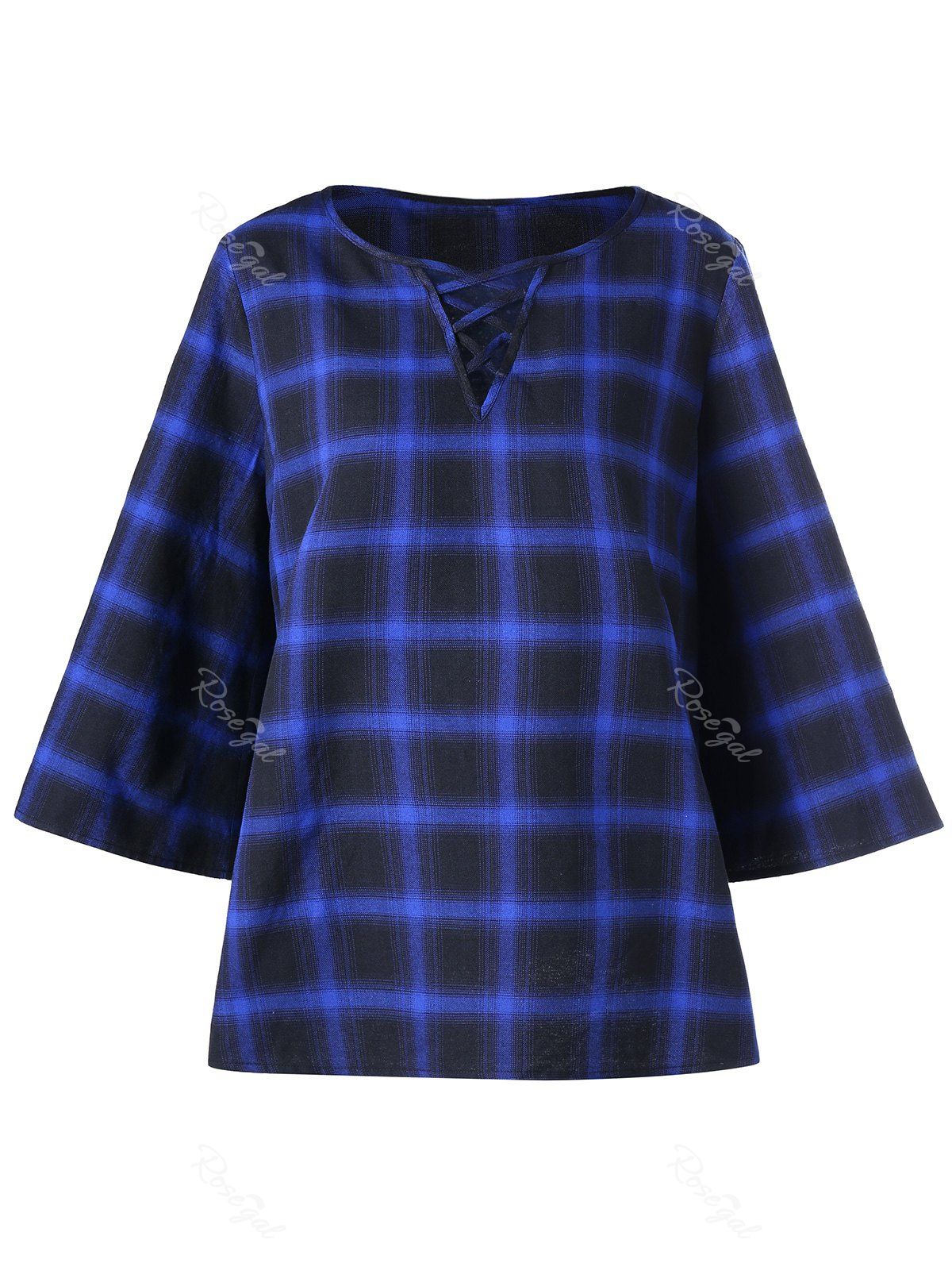 

Lattice Plus Size Color Block Plaid Top, Checked