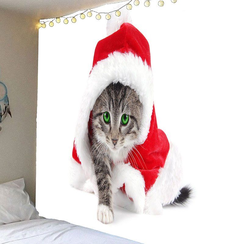 

Wall Art Christmas Cat Waterproof Hanging Tapestry, Colorful