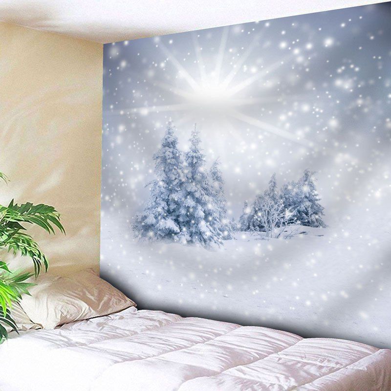 [68% OFF] Wall Hanging Christmas Snow Tree Tapestry  Rosegal