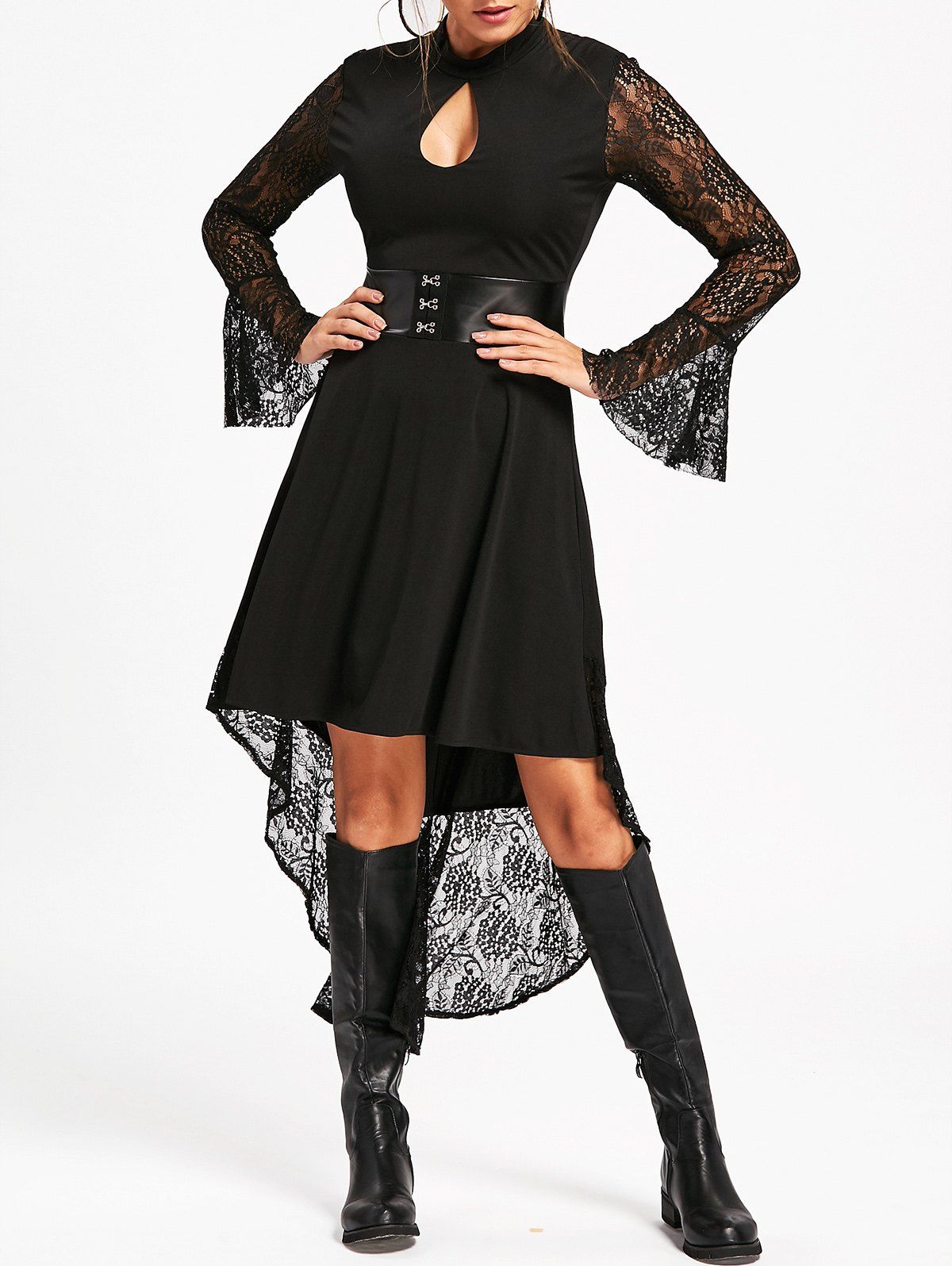 high low flare gown