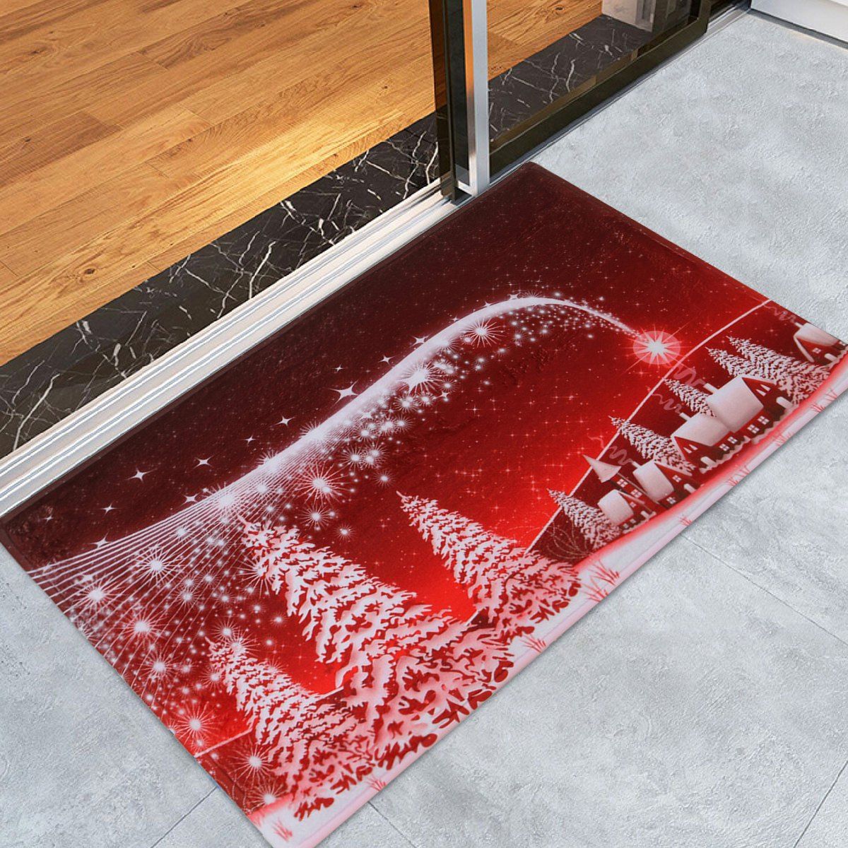 

Christmas Snow Night Tree Antislip Bath Mat, Red