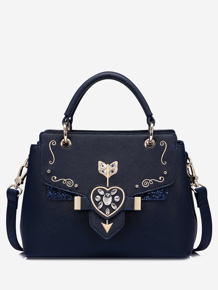 [40 OFF] Embroidery Glitter Rhinestone Tote Bag Rosegal