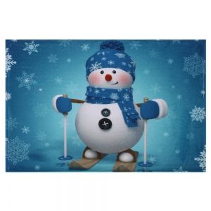 Antislip Christmas Snowman Print Bath Rug