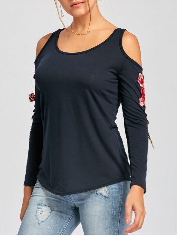 2019 plus size tiered sleeve cold shoulder t shirt