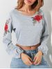 Embroidery Open Back Crop Top -  