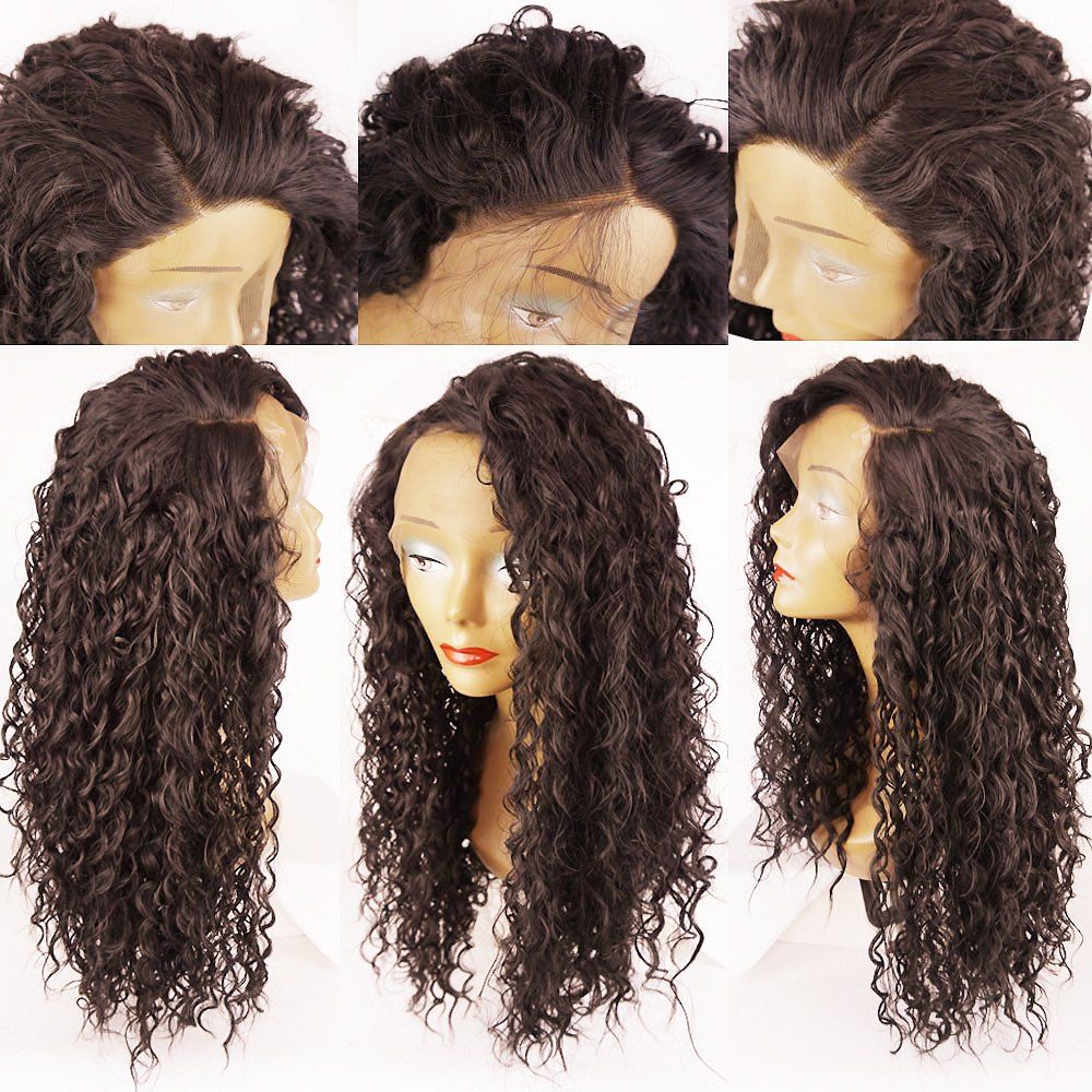 

Side Parting Long Shaggy Curly Lace Front Synthetic Wig, Deep brown