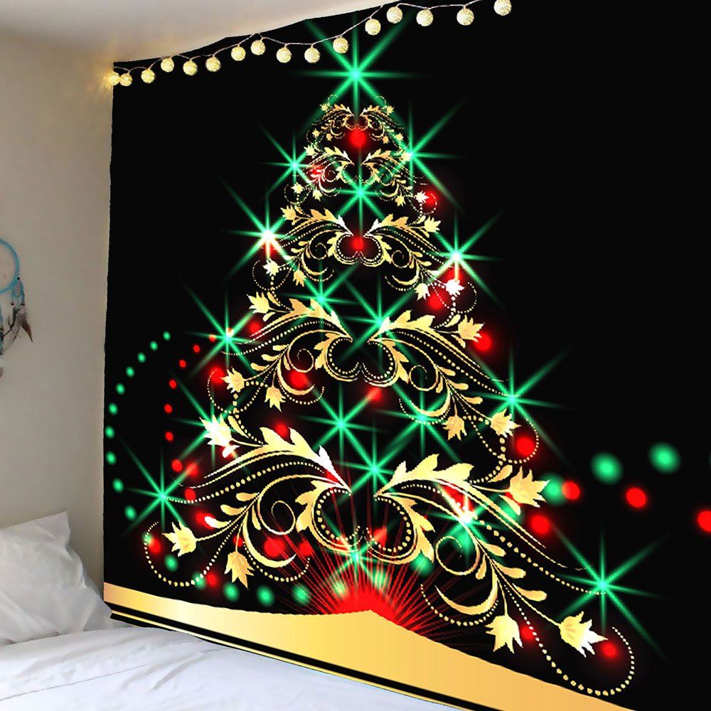 

Colored Christmas Tree Pattern Waterproof Wall Art Tapestry, Colorful