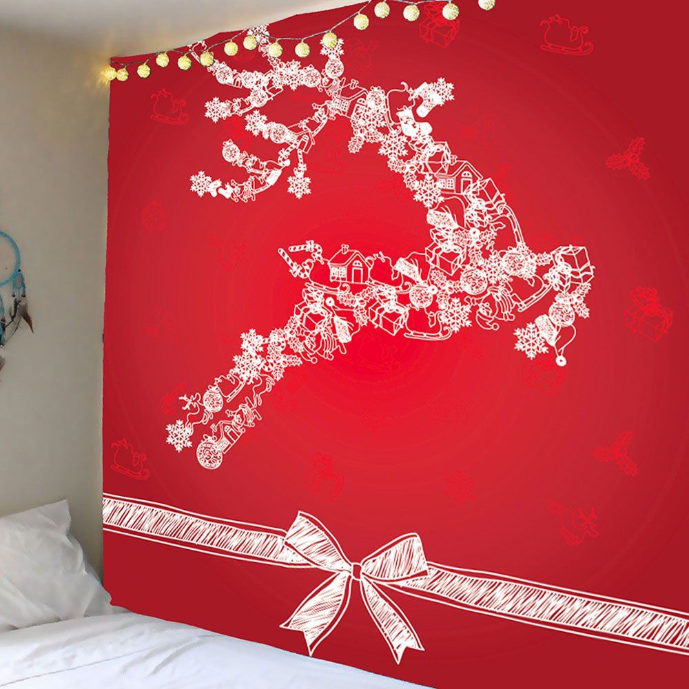 [60 OFF] Christmas Reindeer Printed Wall Art Tapestry Rosegal