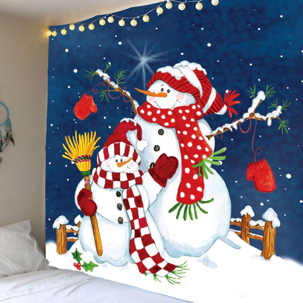 

Waterproof Christmas Snowman Printed Wall Decor Tapestry, Colorful