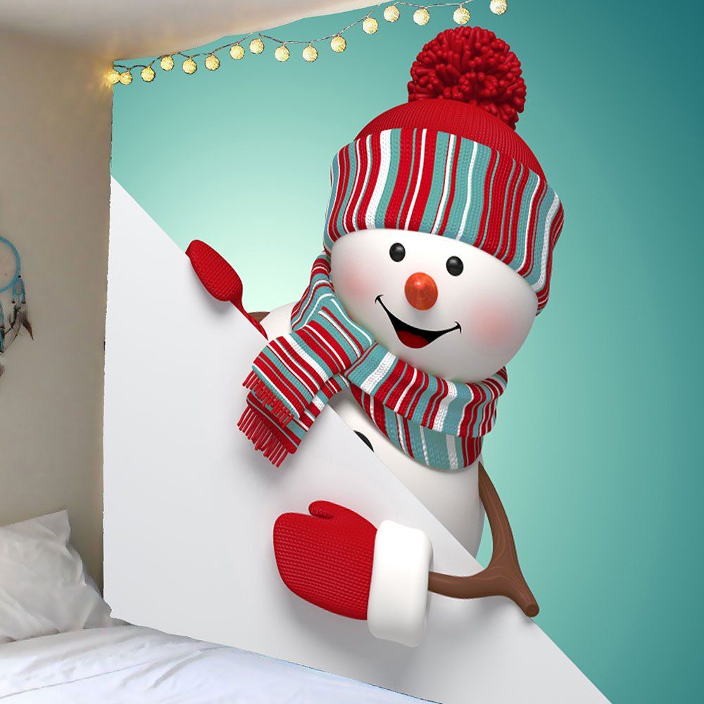 

Waterproof Cute Christmas Snowman Pattern Wall Art Tapestry, Colorful