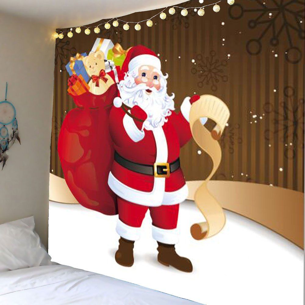 

Hanging Santa Claus With Gifts Patterned Wall Tapestry, Colorful