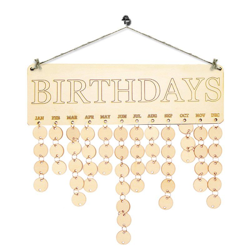 

DIY Family Birthdays Calendar Wooden Reminder Board, Ivory yellow