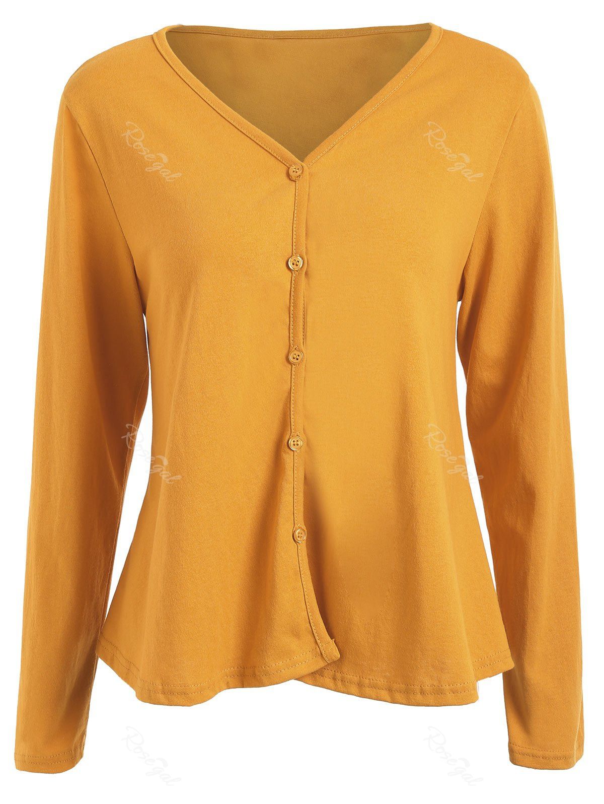 

Plus Size V Neck Button Up Cardigan, Ginger