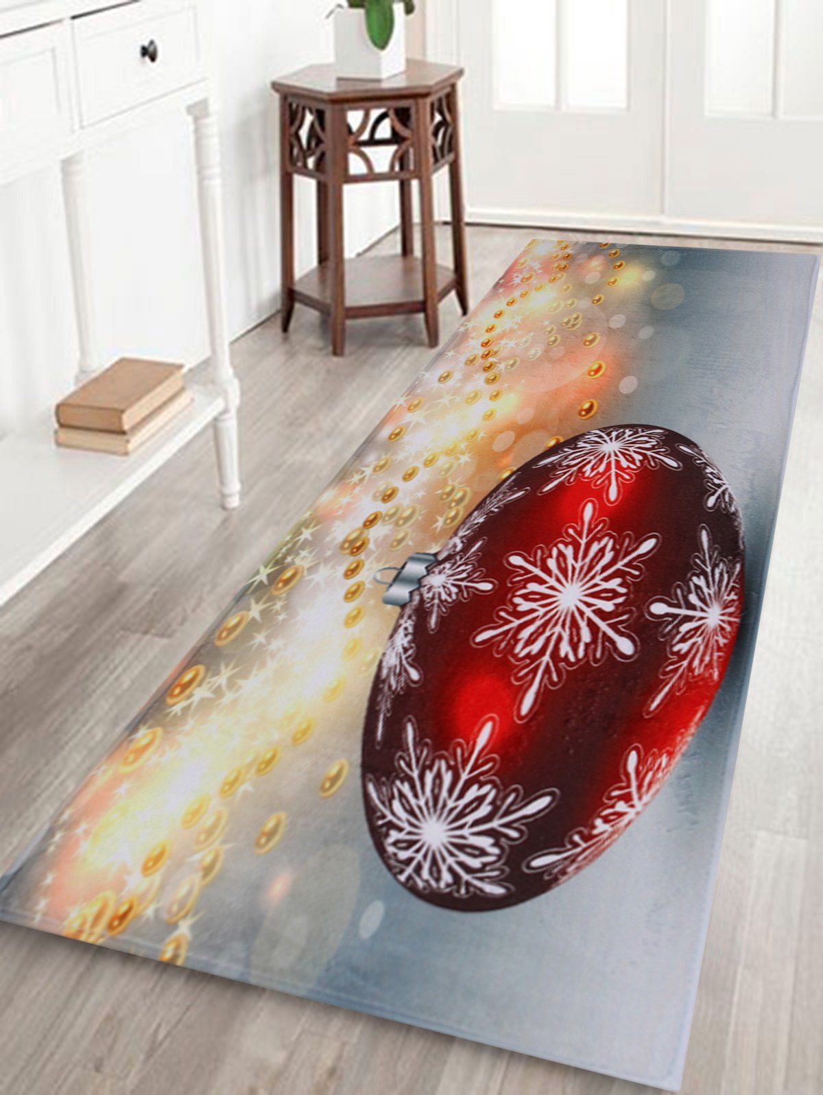 

Christmas Ball Print Antislip Bathroom Rug, Gray