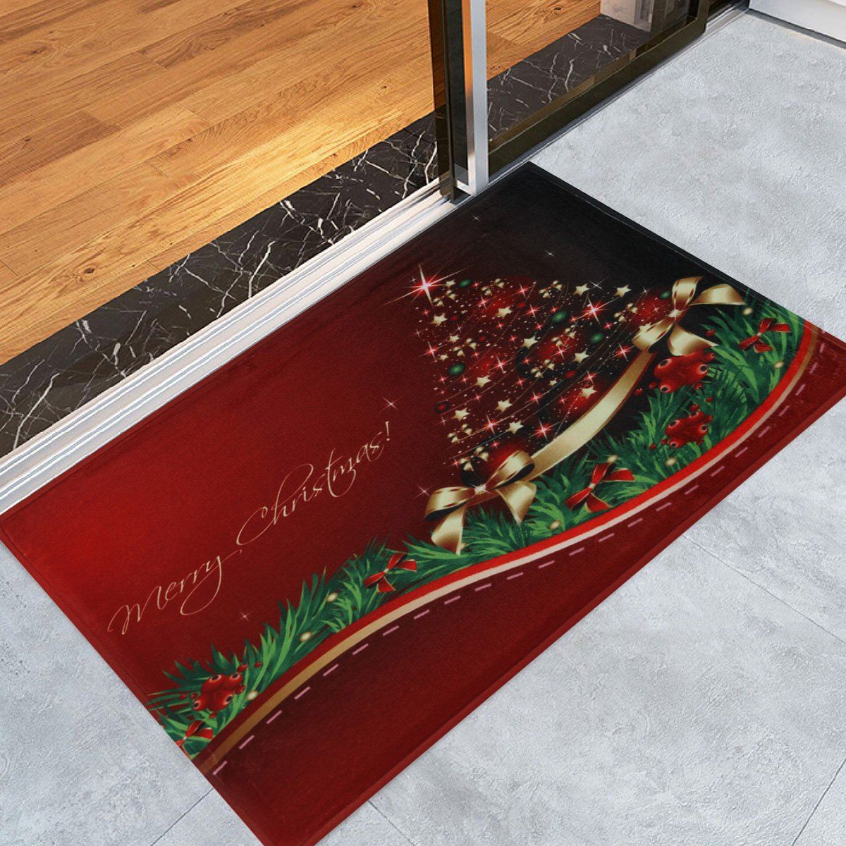 

Christmas Tree Print Antislip Bath Mat, Red