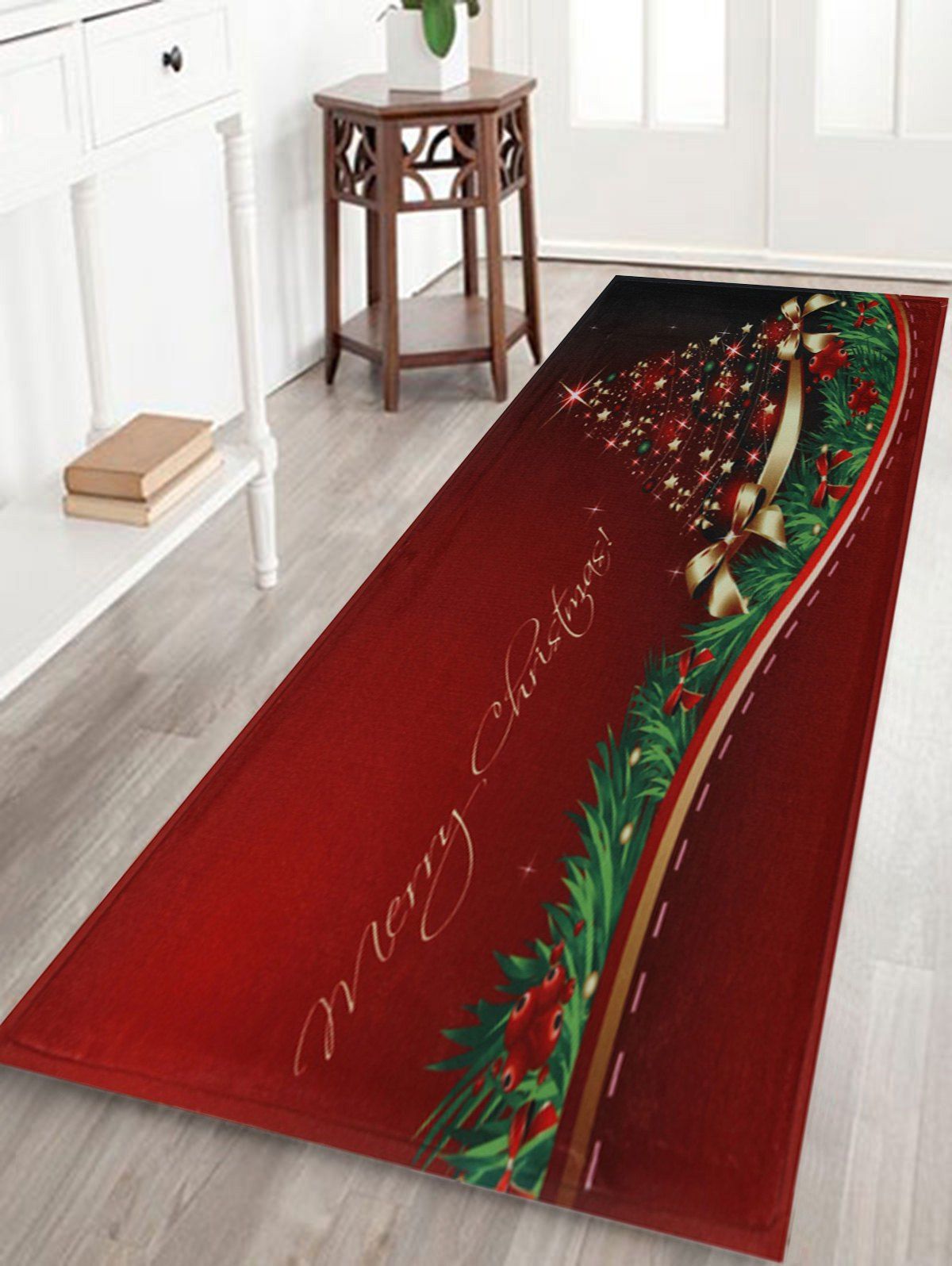 

Christmas Tree Print Antislip Bath Mat, Red