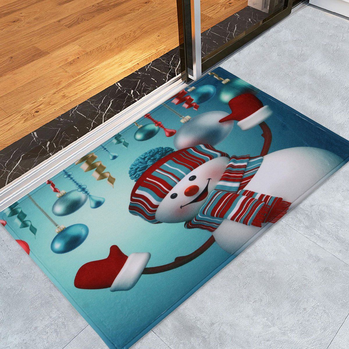 

Antislip Christmas Snowman Print Bath Mat, Seaside