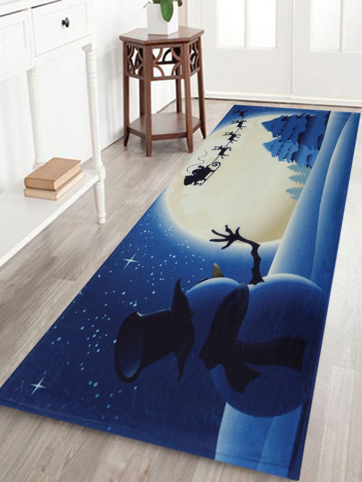 

Christmas Snowman Moon Tree Antiskid Bath Mat, Blue