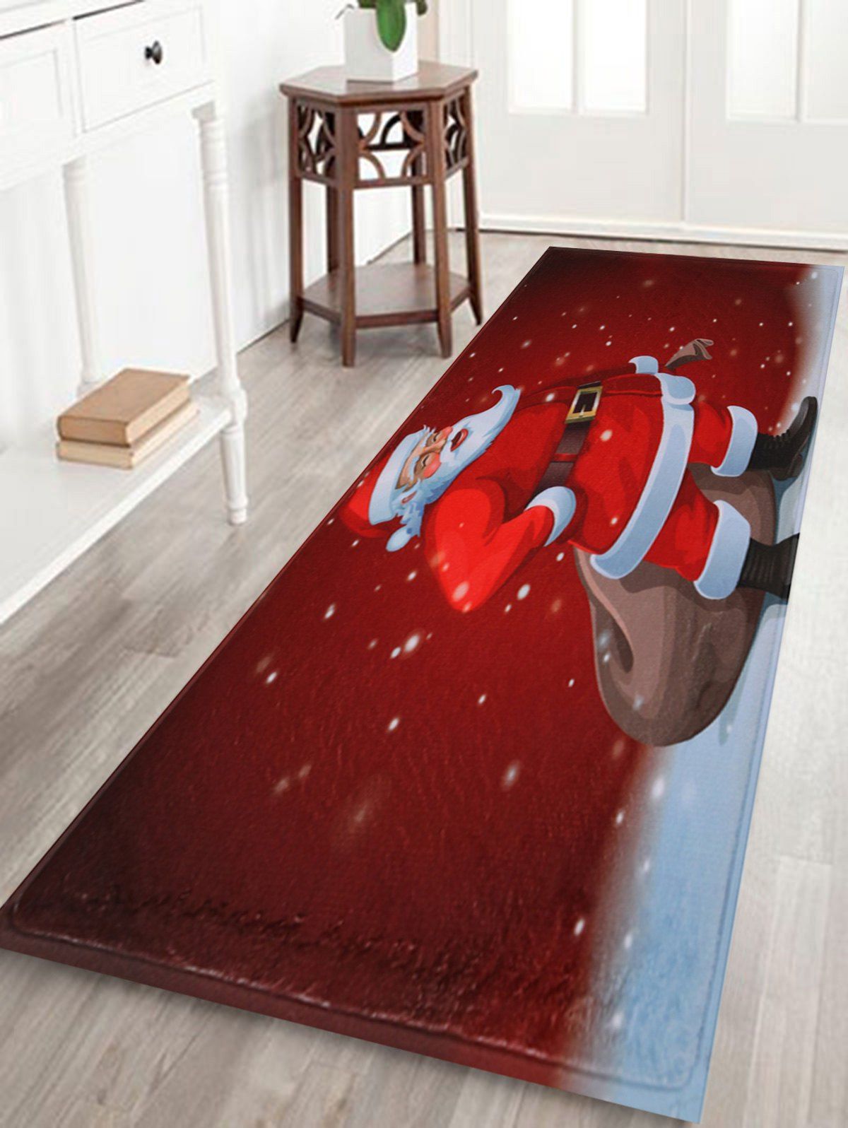 

Christmas Graphic Santa Claus Antiskid Bath Rug, Red