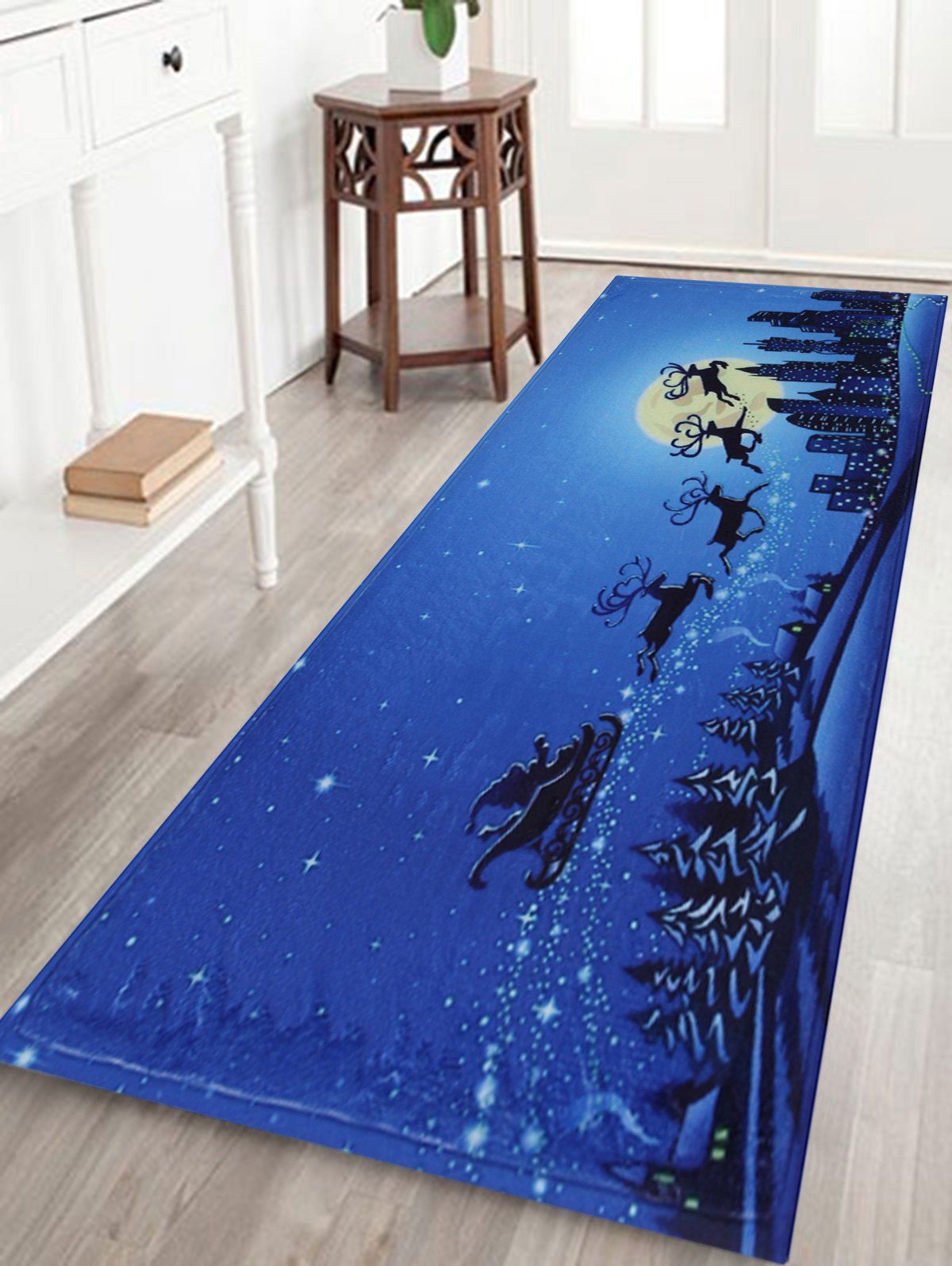 

Skidproof Christmas Moonlight City Bath Rug, Blue