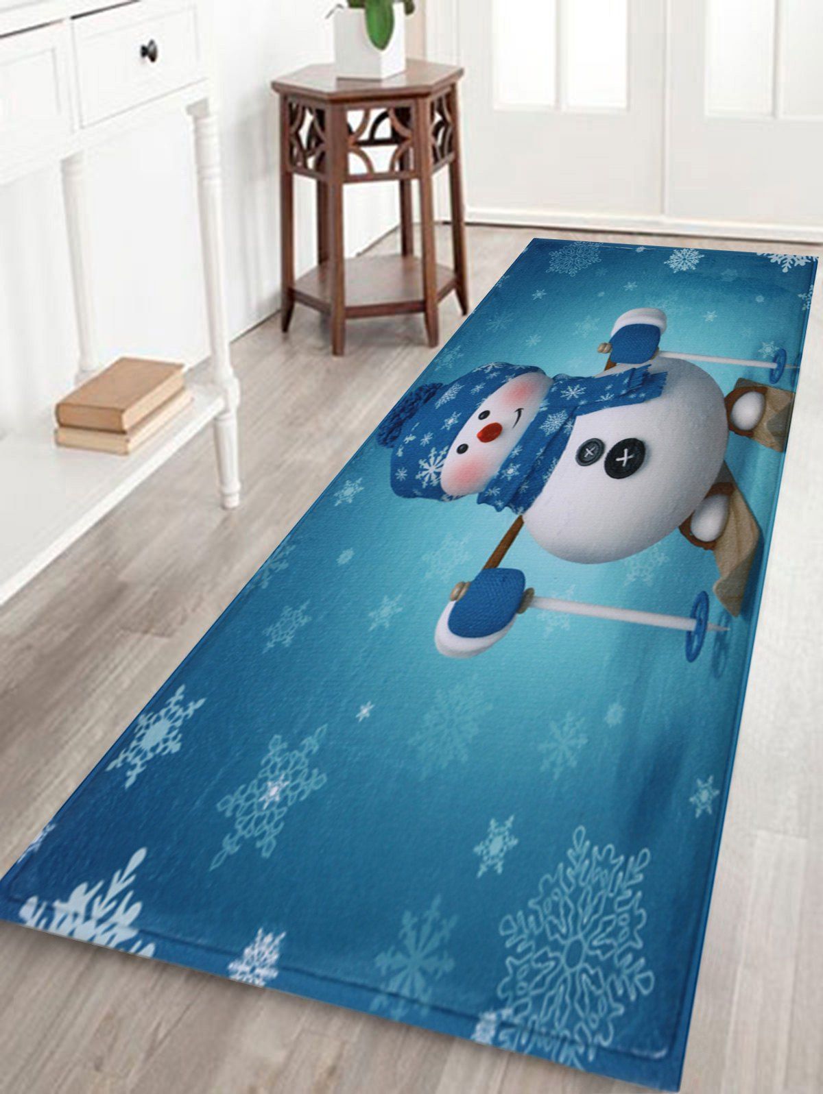 

Antislip Christmas Snowman Print Bath Rug, Turquoise