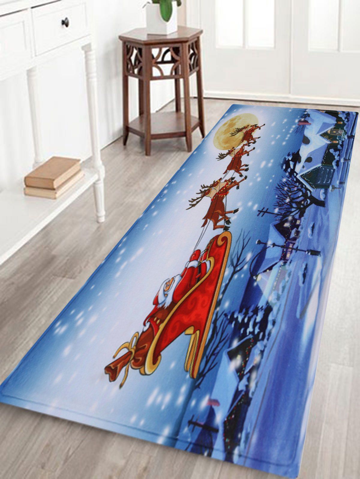 

Christmas Santa Sleigh Pattern Anti-skid Water Absorption Area Rug, Colormix