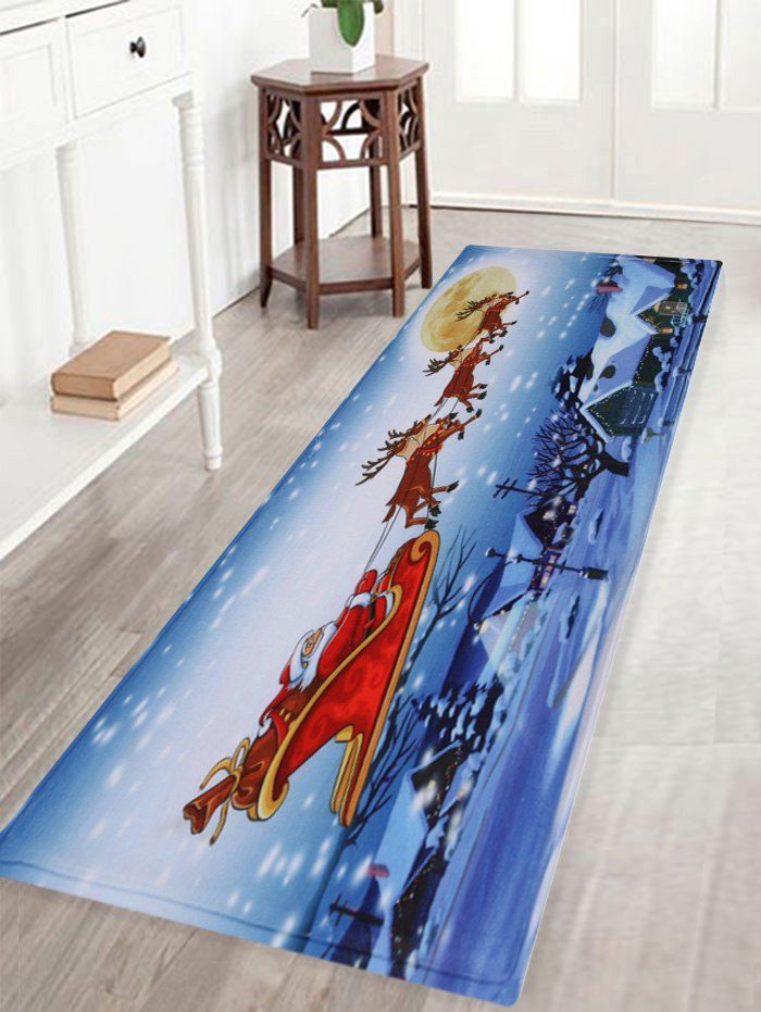 

Christmas Santa Sleigh Pattern Anti-skid Water Absorption Area Rug, Colormix