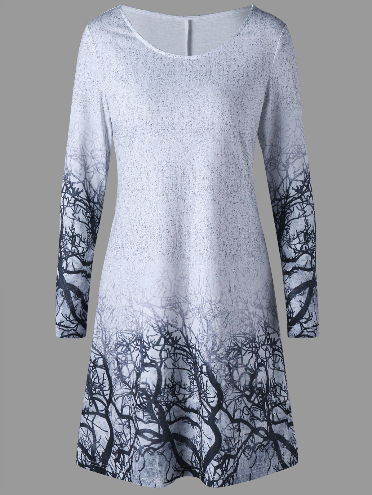 

Graphic Marled Tee Dress, Gray