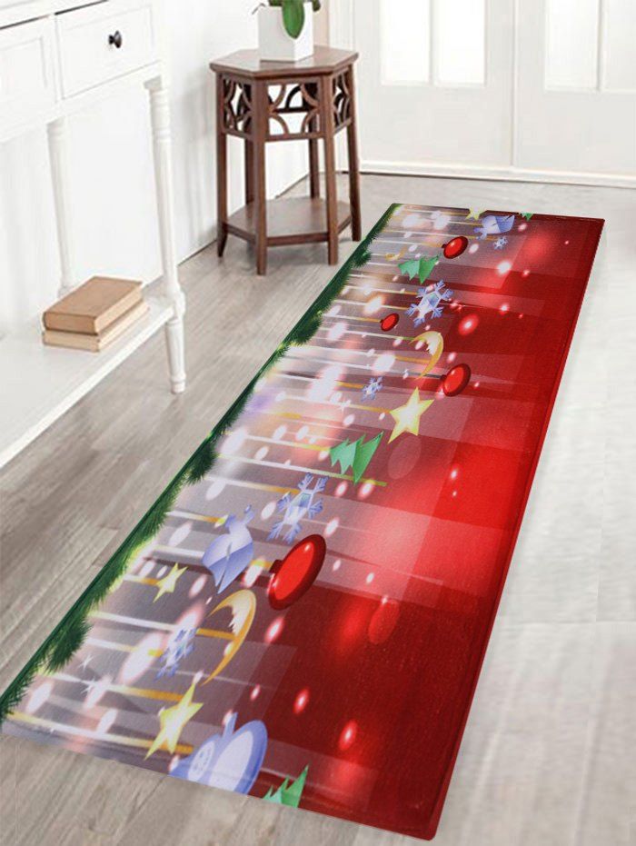 

Christmas Baubles Stars Pattern Anti-Skid Water Absorption Area Rug, Colormix